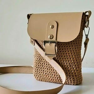 Crochet Bag Kit for Beginners – DIY Bag Supplies with Genuine Leather, Video Tutorial, PDF Pattern, Adjustable Strap, and Premium Hardware