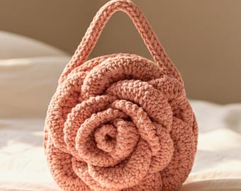 3D Rose häkeln Tasche Muster PDF mit Video, Wunderschönes Blumenmuster Anleitung, Anfängerfreundlich, digitaler Download