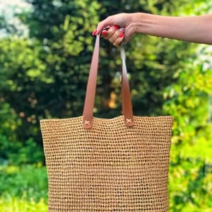 Leather Bag Handles for Crochet and Knitting – Genuine Leather with Sewing Holes