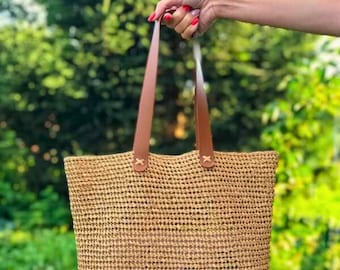 Leather Bag Handles for Crochet and Knitting – Genuine Leather with Sewing Holes