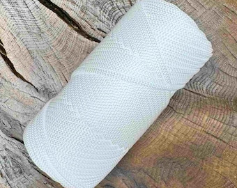 White Macrame Cord 3.5mm: Polyester Yarn for Crochet Bags, DIY Crafts