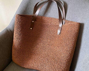 Genuine Leather Bag Handles: DIY Knitting, Crochet, Tote Bag Supplies
