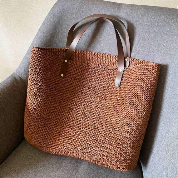 Genuine Leather Bag Handles: DIY Knitting, Crochet, Tote Bag