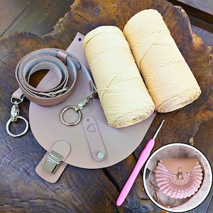 Set for Crochet, Crochet Bag Kit, Crochet Kit, Crochet Bag, Kit for Crochet Bag, Leather Bag Making Kit, Diy Crochet Bag Set, Diy Bag Set