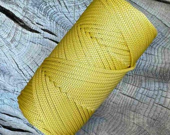 Vanilla Polyester Macrame Cord: 3.5mm Soft Yarn for Crochet, Bags, Amigurumi