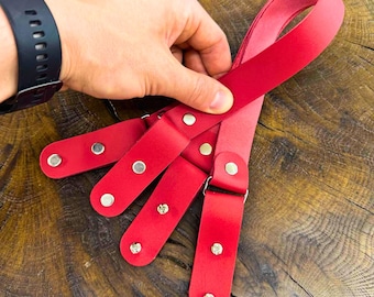 Leather Handles for Crochet & DIY Bags – 19.7" Pair with Hanging Flaps, Genuine Leather