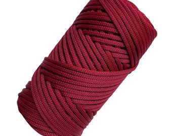 Burgundy Braided Cord 3.5mm, 100m Wine Red Craft Cord for Crochet Bags and Handmade Accessories
