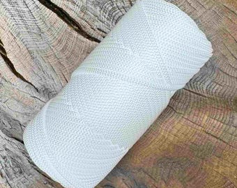 White Braided Macrame Cord 3.5mm, 100m White Craft Rope for Decorative Weaving, Bags and DIY Home Decor