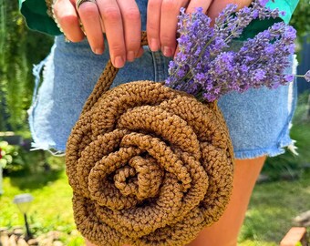 Summer Crochet Bag Pattern PDF + Video, Rose Tote DIY, Floral Crochet Purse Tutorial