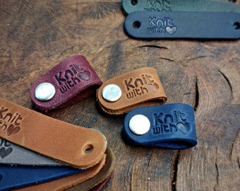 Stylish Leather Knitting Tags - Personalized Sewing Labels - Sets of 10/20/50/100