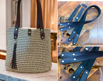 DIY Crochet Bag Kit: Leather Accessories, Handmade Shopper Bag