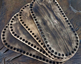 Plywood Bag Bases: Varnished Wood Bottoms (9.8x4.7 inches) - Set of 4