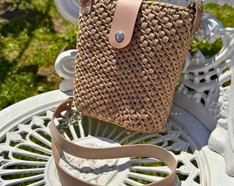 Kit de bolso de crochet: proyecto de monedero de cuero DIY con hilo y patrón (patrón en PDF)