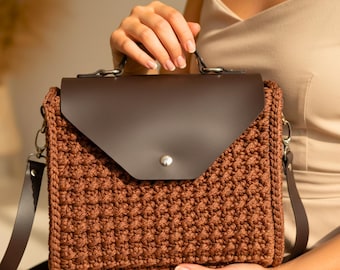 Crochet Kit for Beginners – DIY Bag Making Set with Yarn & Leather Parts