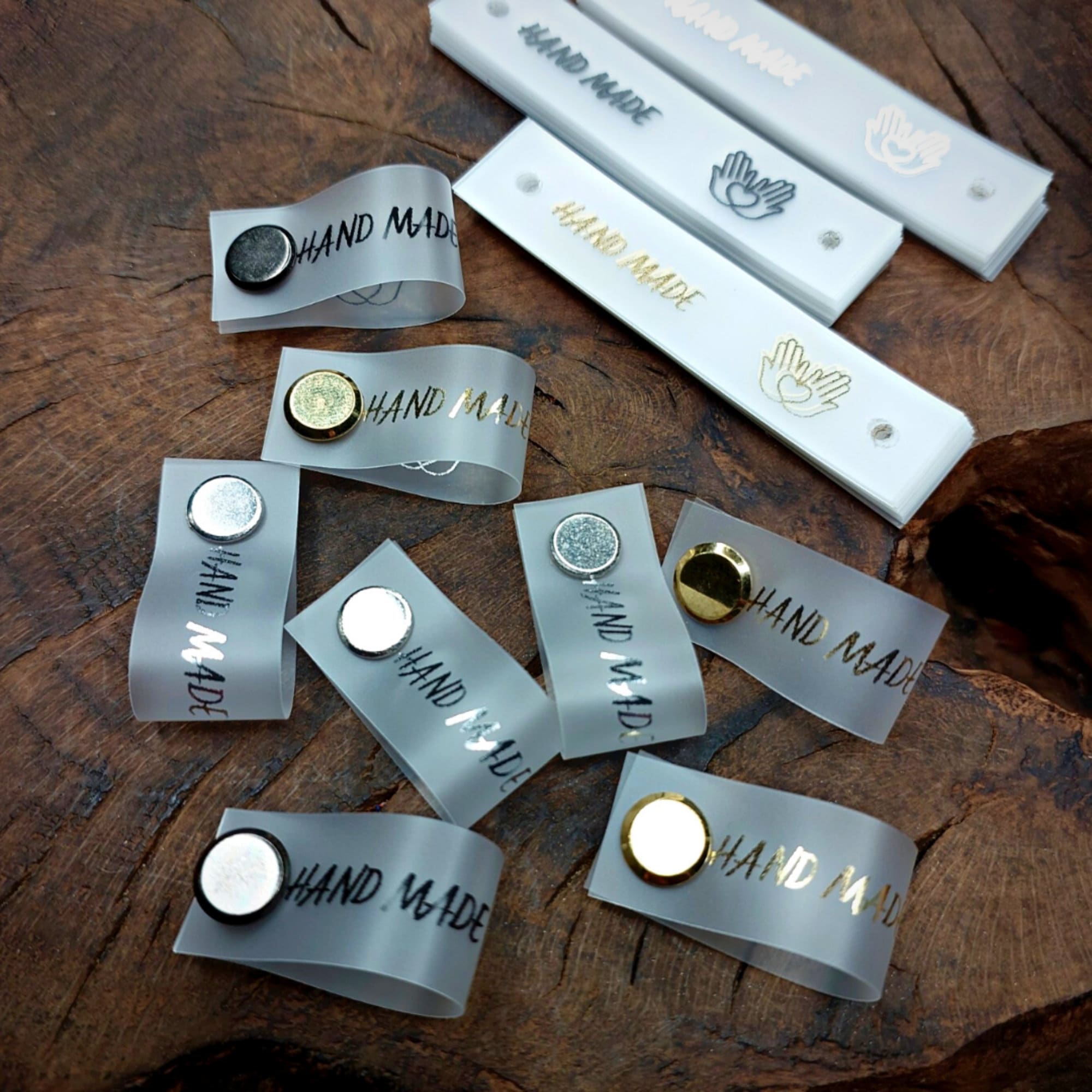 Transparente Matte Silikon 100 Stück handgefertigte Artikel Tags, benutzerdefinierte Nähetiketten Set, personalisierte Stricketiketten, DIY Handwerk Zubehör, Schneider Tags