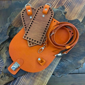Handmade Crochet Bag Set with Wooden Side Panels - 7*3 Inch
