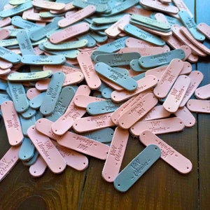 Tags for crochet and knits, Custom leather labels for handmade items, tags for knitted bags, hole tags