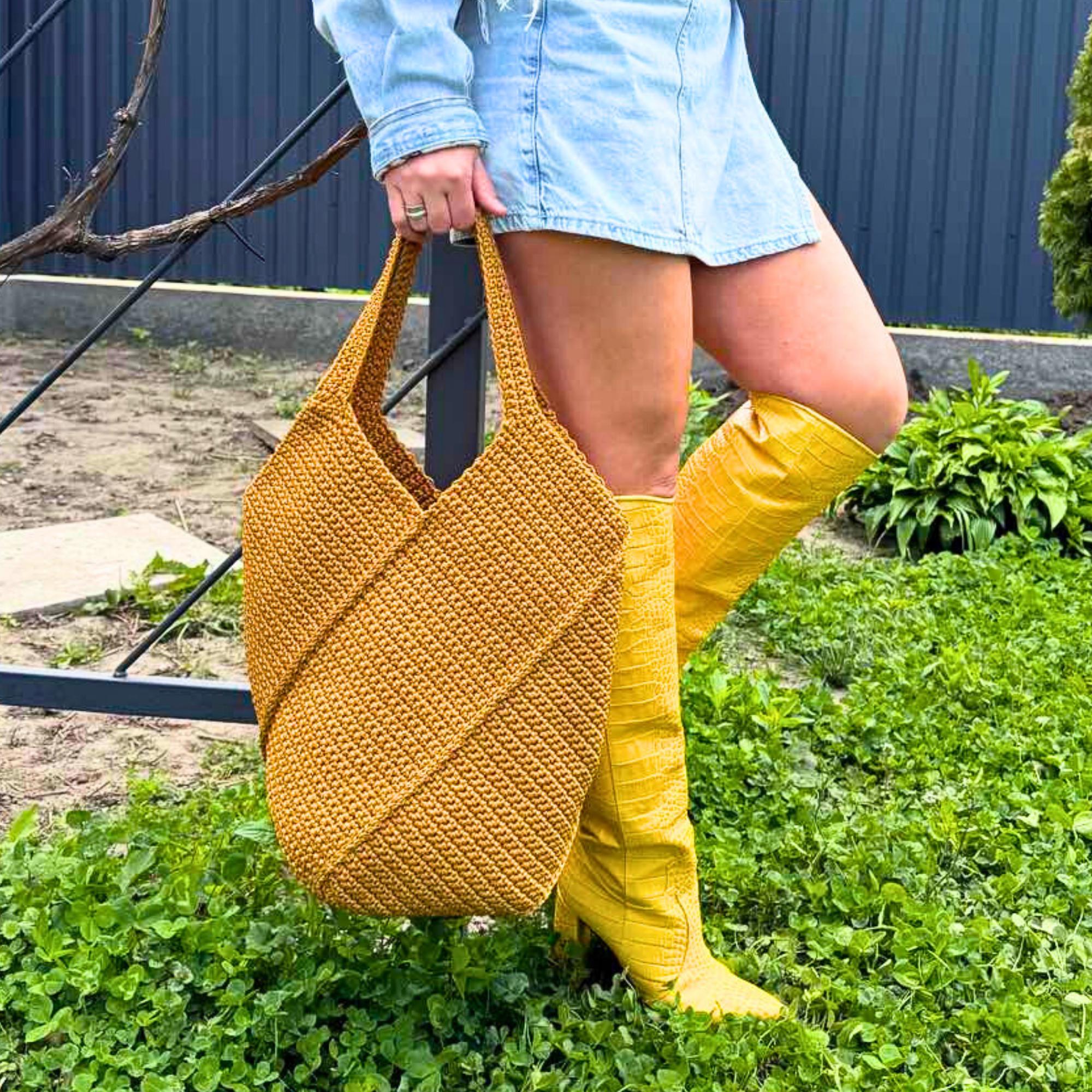 Kit Crochet Débutant Sac à Main Kaki – Tout Inclus Pour Créer Votre Premier Sac Fourre-Tout Fait Main, Idéal Cadeau DIY
