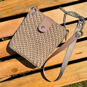 Beginner Crochet Bag Kit – Easy DIY Set with Leather, Yarn, Hooks & Step-by-Step Pattern