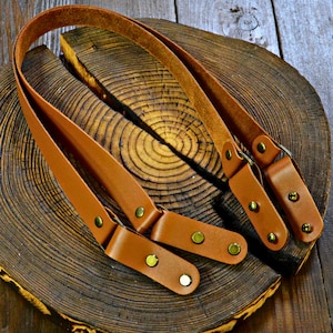 Pair of Leather Bag Handles with Hanging Flaps - Customize Your Color