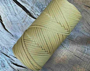 Cappuccino Polyester Macrame Cord 3.5mm: Crochet Bag Yarn, 328 ft