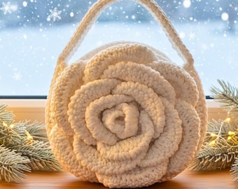 Blume häkeln Tasche Muster PDF + Video, Rose Geldbörse Tutorial, Elegante Handgemachte Tasche DIY Muster, Digitale Datei