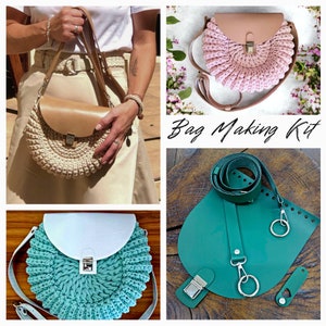 Leather Bag Making Kit, Crochet Kit, Crochet Bag, Crochet Bag Kit, Diy Crochet Bag Set, Kit for Crochet Bag, Diy Bag Set, Set for Crochet
