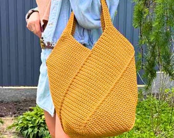 Crochet Tote Bag Pattern, Easy Crochet Bag Pattern PDF, Reusable Grocery Tote, DIY Shoulder Bag, Large Crochet Beach Bag