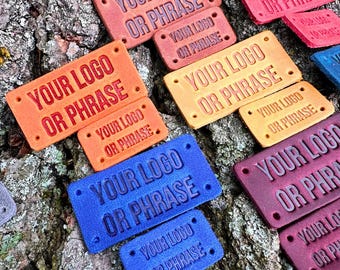 Gepersonaliseerde leren tags om te haken - Aangepaste naailabels - Set van 30