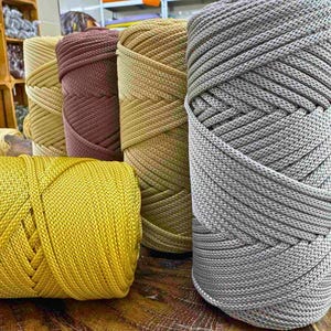 3.5mm Polyester Macrame Cord – Crochet Cord, Bag Yarn, Macrame Rope, Amigurumi Yarn, Material for Bags, 100m, 13 Colors