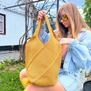 Crochet Shoulder Bag Pattern PDF, Tote Bag Crochet Pattern, Reusable Market Bag, Large Aesthetic Crochet Tote, DIY Beginner Pattern