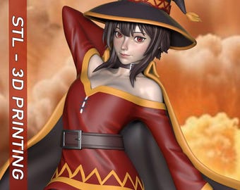 Megumin Konosuba STL - Anime Figure for 3D Printing - High Quality Digital Model