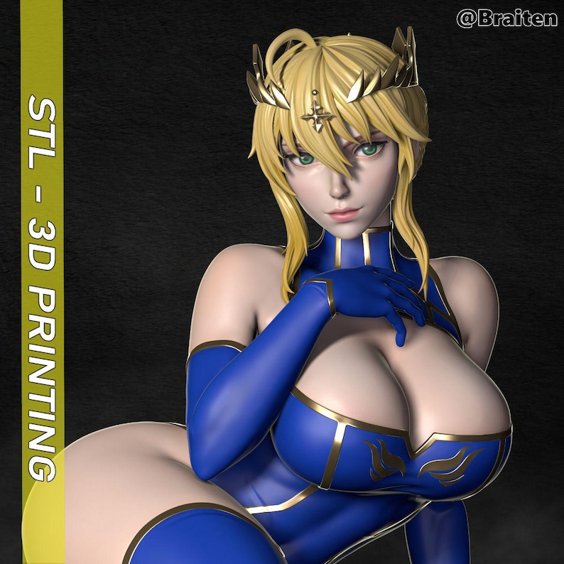 Artoria Pendragon Lancer STL - Anime Figure for 3D Printing - High Quality Digital Model image 1