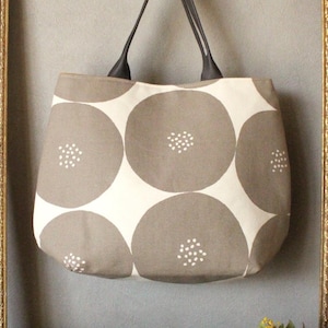 Japanese Tote Bag with KOKKA “Anpan” Fabric – Handmade Canvas Bag – Minimal Natural Style – Everyday Tote – Made in Japan-Lether Handle