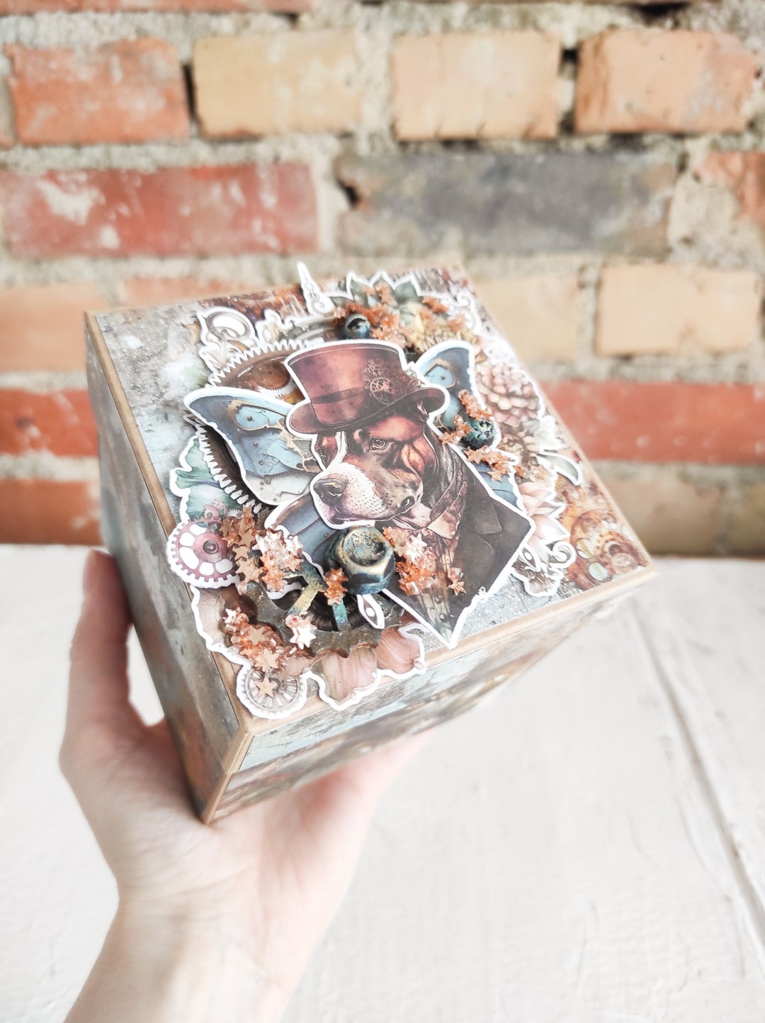 Steampunk Style Exploding Box, a Gift Box Sized 10x10x10 Cm. an Unusual ...