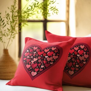 Herzkissen, rotes Valentinskissen, Valentinstagkissen, Liebeskissen, Romantisches Kissen, Niedliche Kissen, 14 x 14 Kissen