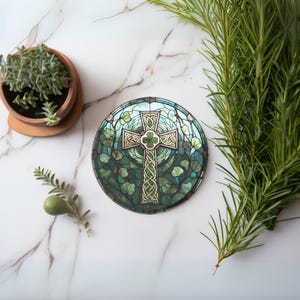 Celtic Cross Coaster, Ceramic Coaster, St Patricks Coasters, Irish Coasters, Celtic Art, Round Coasters