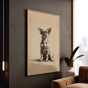 Chihuahua Dog Prints Cute Minimalist Modern Wall Decor Pet Lover Canvas Museum Quality USA EU Small Animal Framed Art Gift