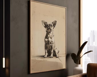 Chihuahua Dog Print: Minimalist Pet Portrait, Modern Wall Art