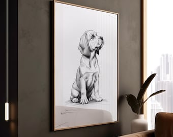 Beagle Dog Art Print: Modern Pet Portrait, Home Wall Decor