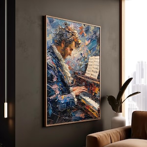 Pianist Painting: Vibrant Musician Canvas Art - Music Room Decor