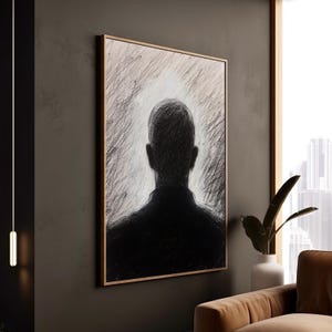 Surreal Shadow Figures Art Print - Monochrome Style with Haunting Mood - Mysterious Vibe - Poster and Canvas Wall Decor