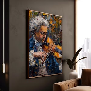 Mozart Wall Art Classical Music Poster Abstract Composer Decor Canvas Unique Gift Music Lovers Piano Violin Framed Art Style