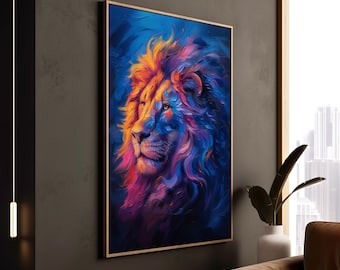 Abstract Lion Art Print: Bold Wildlife Decor, Museum Quality Canvas
