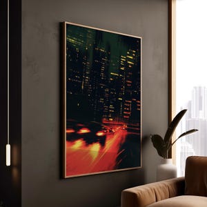 Abstract Night City Canvas Print: Dynamic Urban Art
