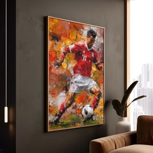 Modern Football Player Canvas Print: Athletic Game Room Wall Art