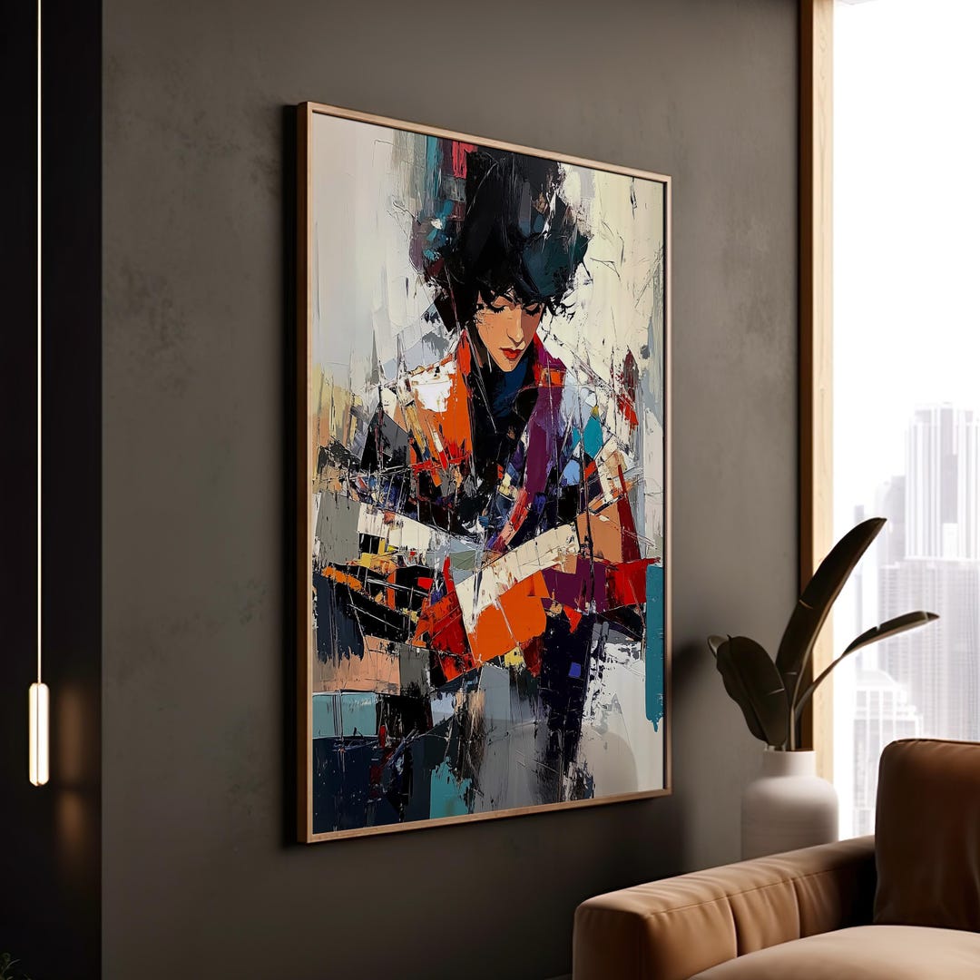 Abstract Woman Reading Print: Modern Cubist Framed Canvas Art - Etsy