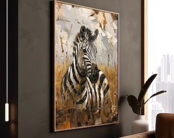 Zebra Abstract Print: African Wildlife Canvas Art