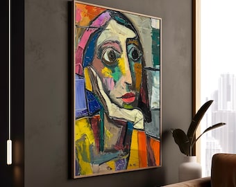 Cubist Portrait Print: Picasso Inspired Geometric Canvas Art