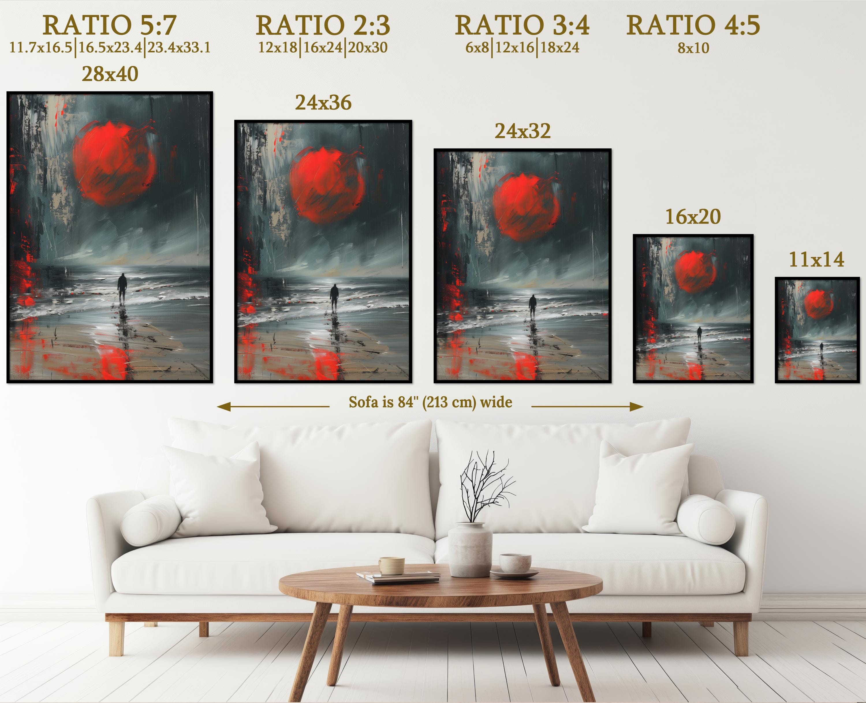 Red Moon Abstract Abstract Red Moon Print: Modern Atmospheric Wall Art - Etsy